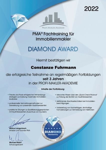 aHR0cHM6Ly93d3cuY29uc3RhbnplLWZ1aHJtYW5uLmRlL21lZGlhL2ZpbGVzL0NvbnN0YW56ZV9GdWhybWFubl80MTAwX1BNQcKuX0ZhY2h0cmFpbmluZ19mdWVyX0ltbW9iaWxpZW5tYWtsZXJfLV9EaWFtb25kX0F3YXJkXy1fM19KYWhyZV9QTUEuanBn 65a4f8f2,Constanze Fuhrmann 4100 PMA® Fachtraining fuer Immobilienmakler Diamond Award 3 Jahre PMA